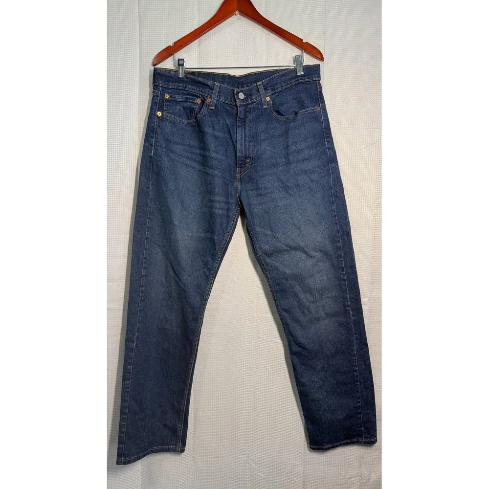 Levi's 505 Regular Fit Jeans Men's 36x30 Dark Wash Straight Leg Denim